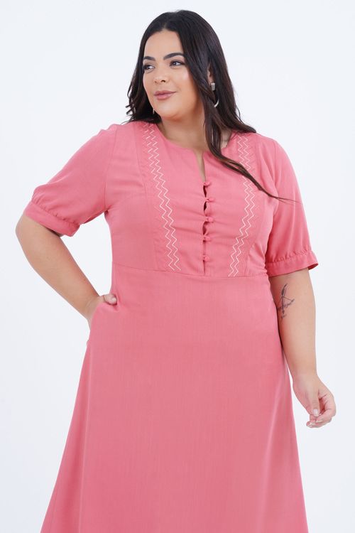 Vestido Plus Size Feminino Zig Zag Médio