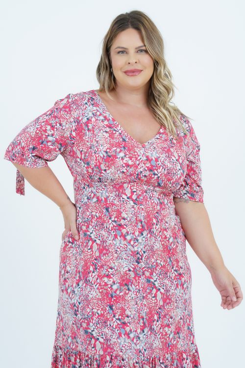 Vestido Plus Size Feminino Midi Pincelada