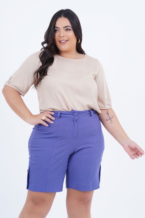 Blusa Plus Size Feminino Manga 3/4 Belmore