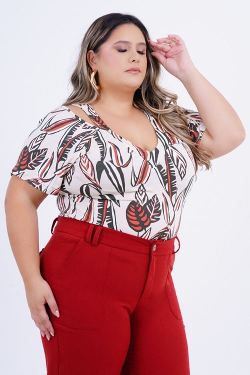 Blusa Plus Size Feminino Manga 3/4 Orvalho