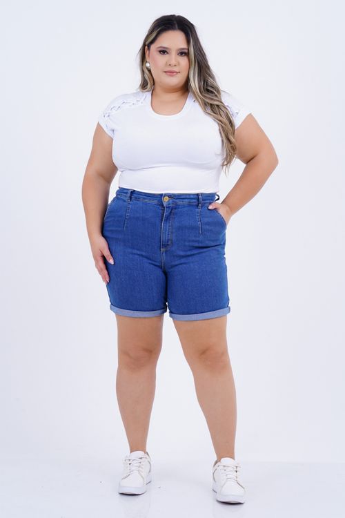 Blusa Plus Size Feminino Manga Curta Trança