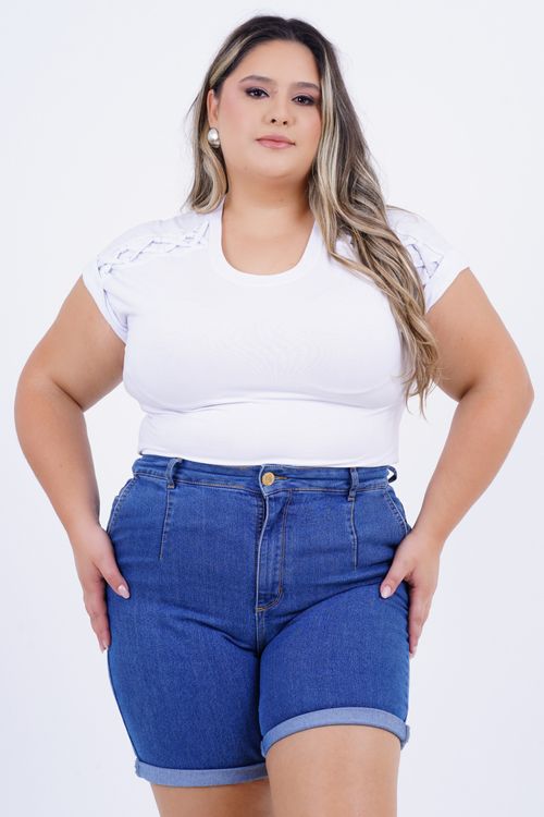Blusa Plus Size Feminino Manga Curta Trança