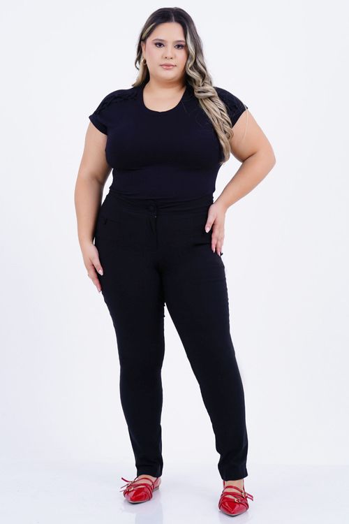 Blusa Plus Size Feminino Manga Curta Trança