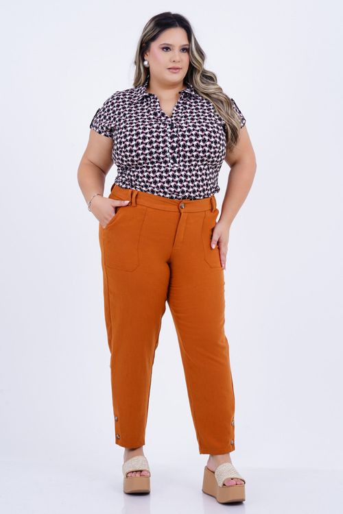 Camisa Plus Size Feminino Manga Curta Folia
