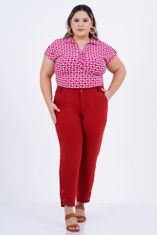 Camisa Plus Size Feminino Manga Curta Folia