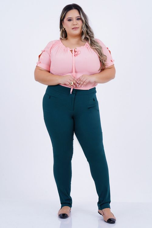 Calça Plus Size Feminino Skinny Botão