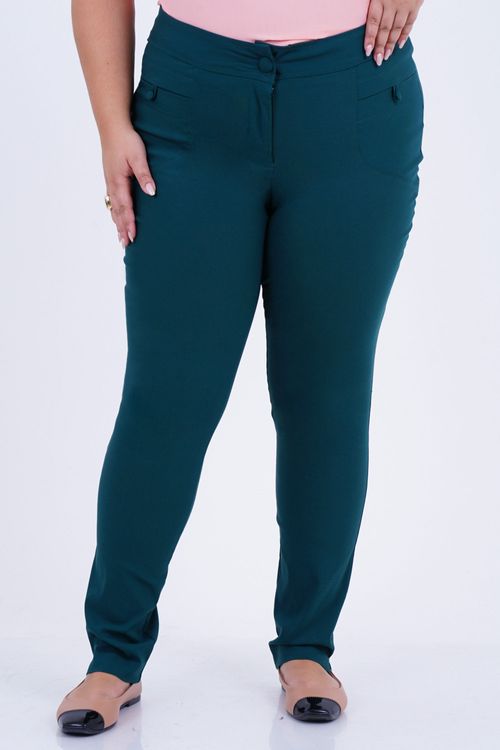 Calça Plus Size Feminino Skinny Botão