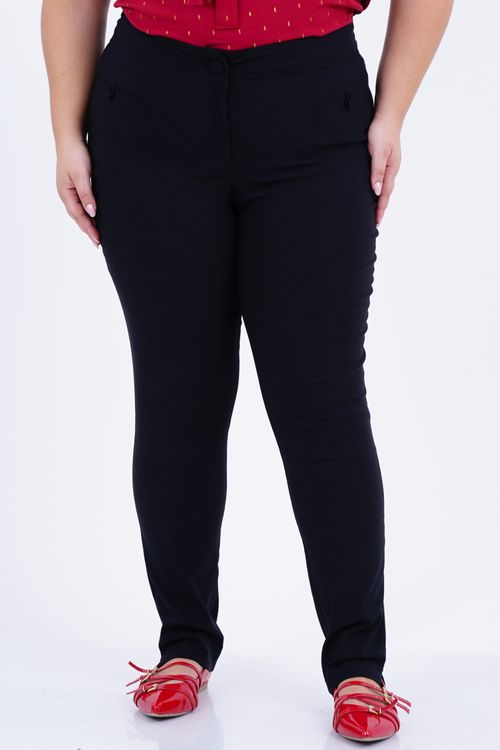 Calça Plus Size Feminino Skinny Botão