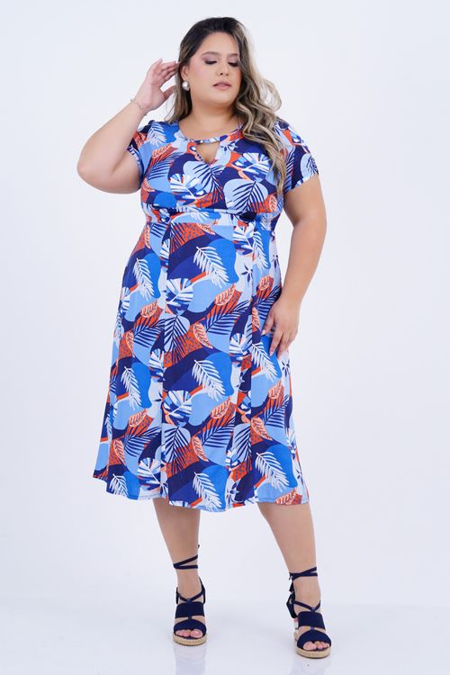 Vestido Plus Size Feminino Midi Comfort