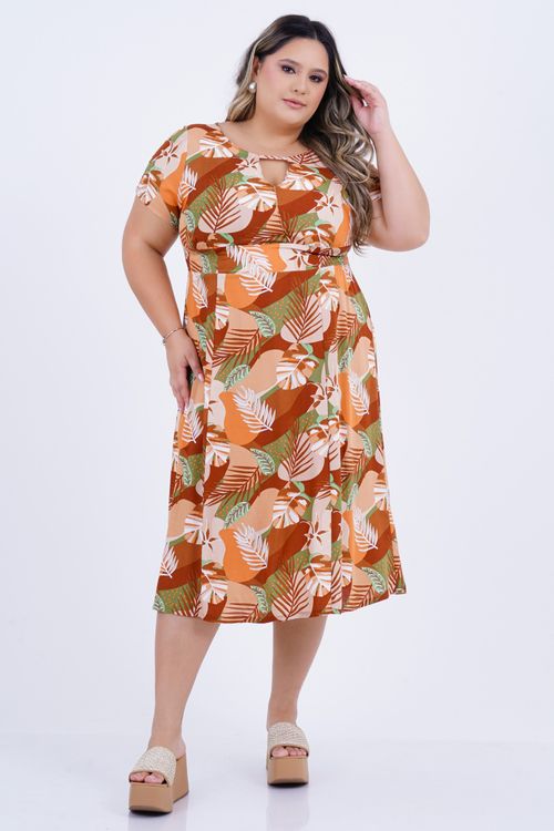 Vestido Plus Size Feminino Midi Comfort