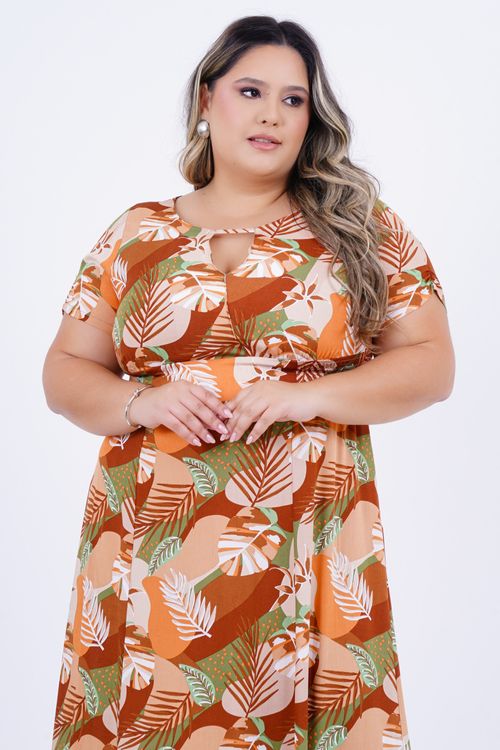 Vestido Plus Size Feminino Midi Comfort