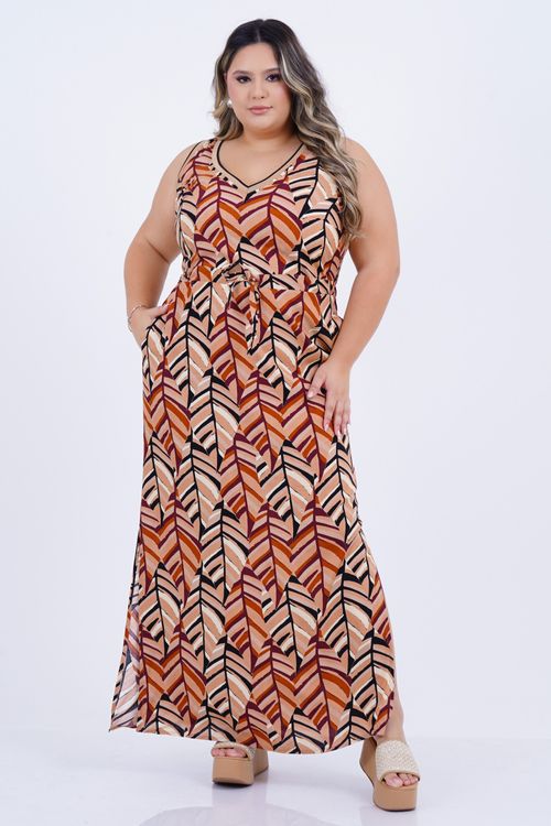 Vestido Plus Size Feminino Longo Festival