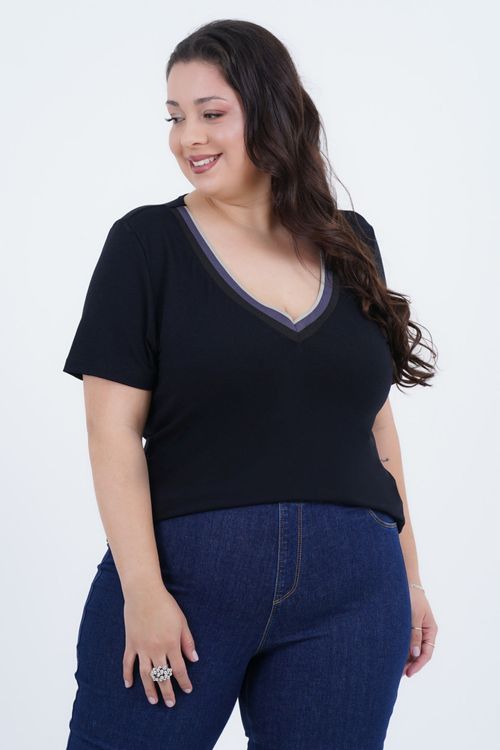 Blusa Plus Size Feminino Manga Curta Reeditado