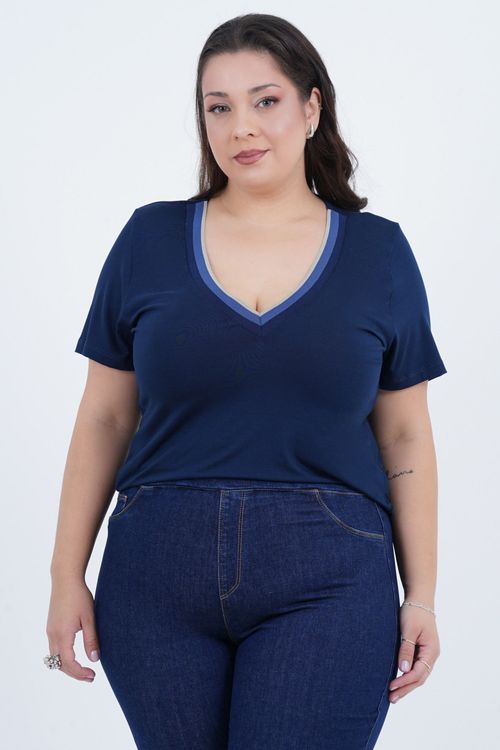 Blusa Plus Size Feminino Manga Curta Reeditado