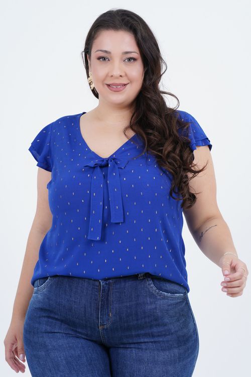 Blusa Plus Size Feminino Manga Curta Chine