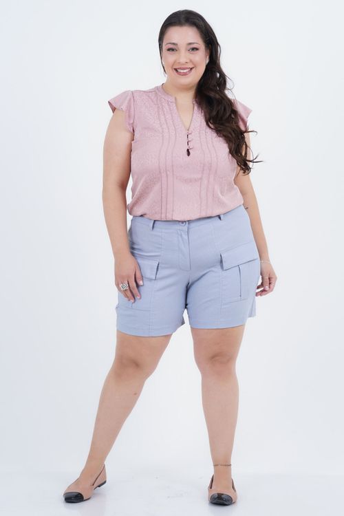 Shorts Plus Size Feminino Linho Cargo Cultura