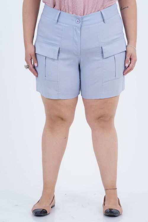 Shorts Plus Size Feminino Linho Cargo Cultura