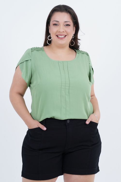 Blusa Plus Size Feminino Manga Curta Refrescante