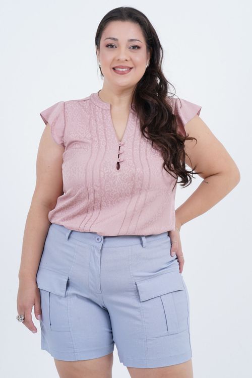 Blusa Plus Size Feminino Manga Curta Feline