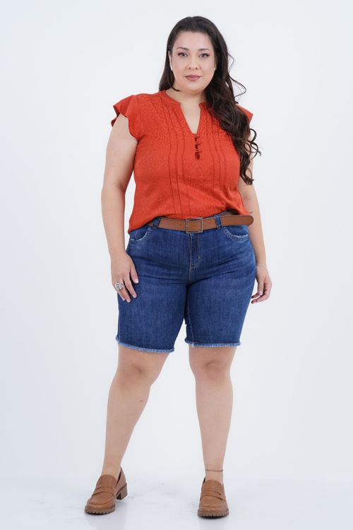 Blusa Plus Size Feminino Manga Curta Feline