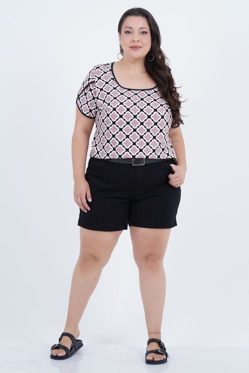 Blusa Plus Size Feminino Manga Curta Liz