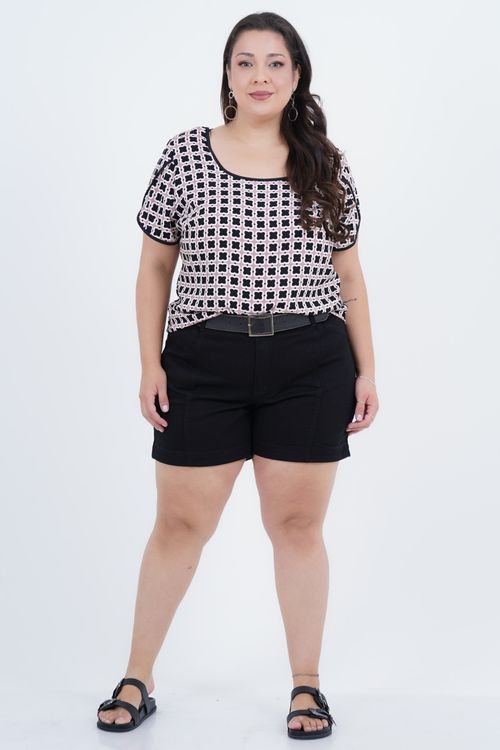 Blusa Plus Size Feminino Manga Curta Liz