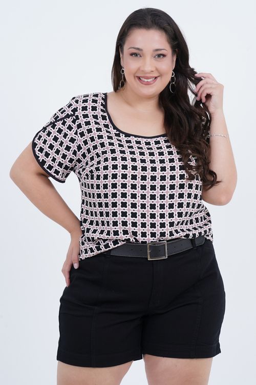 Blusa Plus Size Feminino Manga Curta Liz