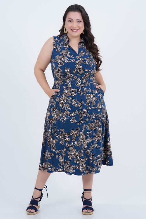 Vestido Plus Size Feminino Midi Saara