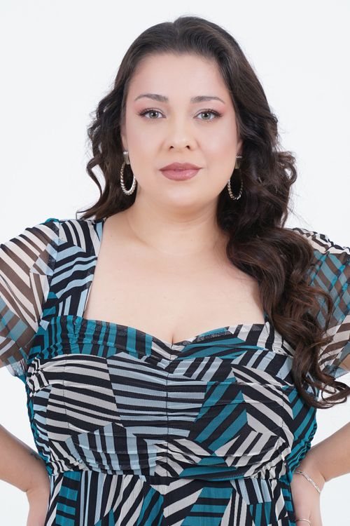 Vestido Plus Size Feminino Midi Tule Drapeado
