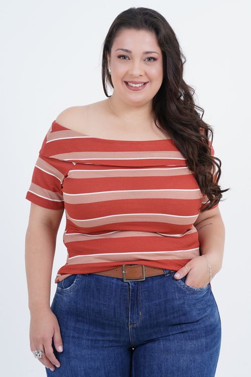 Blusa Plus Size Feminino Manga Curta Reconectar