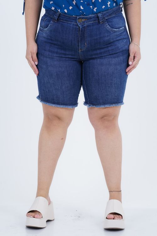 Bermuda Plus Size Feminino Jeans Desfiado
