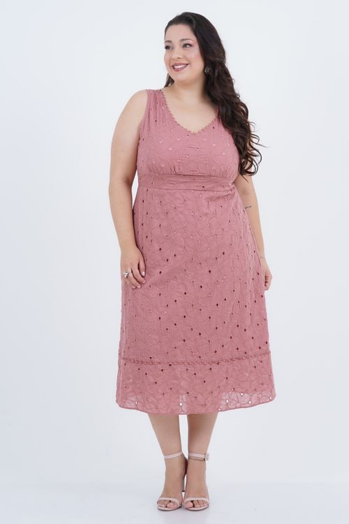 Vestido Plus Size Feminino Midi Laise Camomila