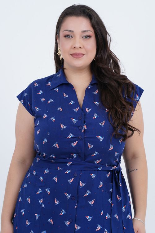 Vestido Plus Size Feminino Midi Mar