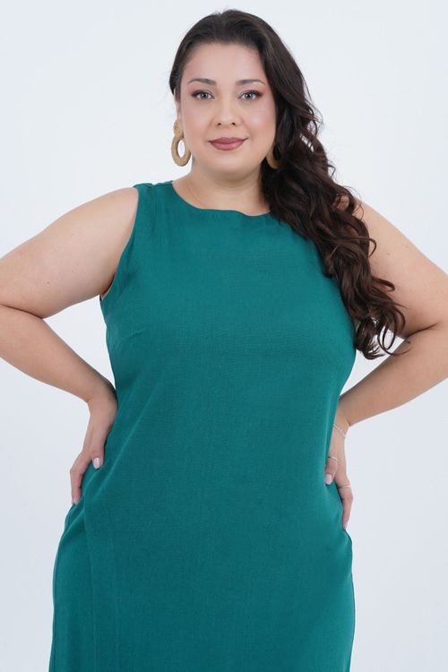 Vestido Plus Size Feminino Midi Linho Lemon