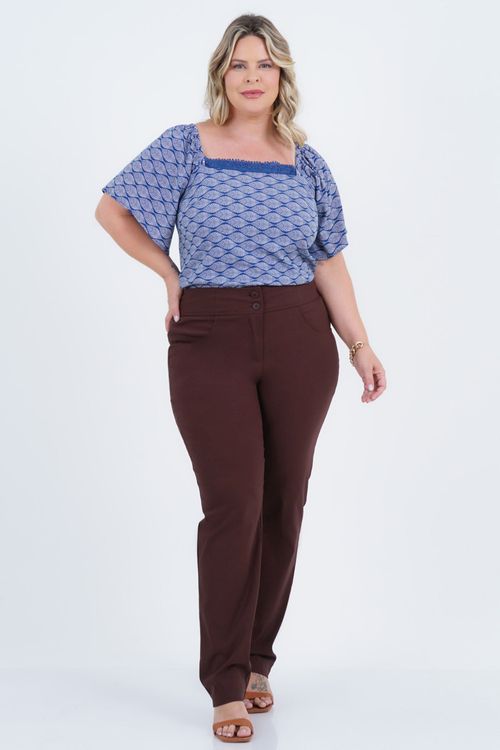 Blusa Plus Size Feminino Manga Curta Holiday