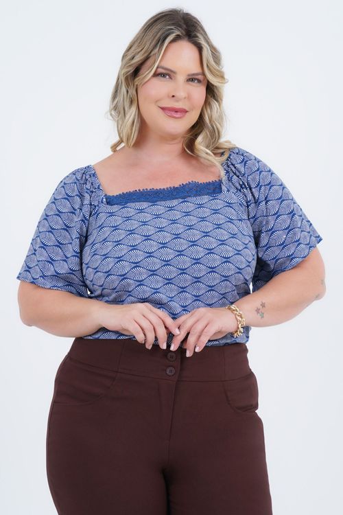 Blusa Plus Size Feminino Manga Curta Holiday