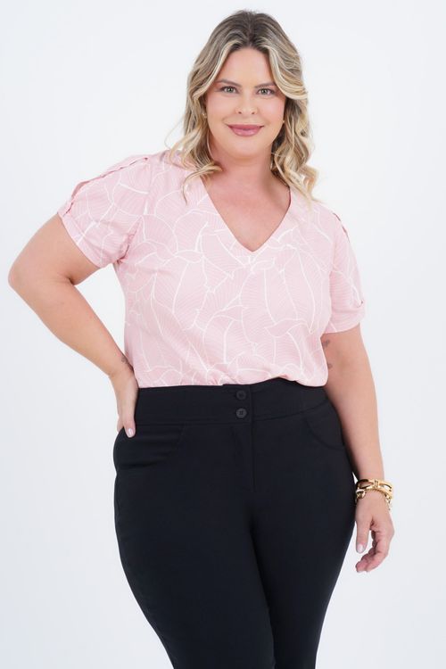 Blusa Plus Size Feminino Manga Curta Light