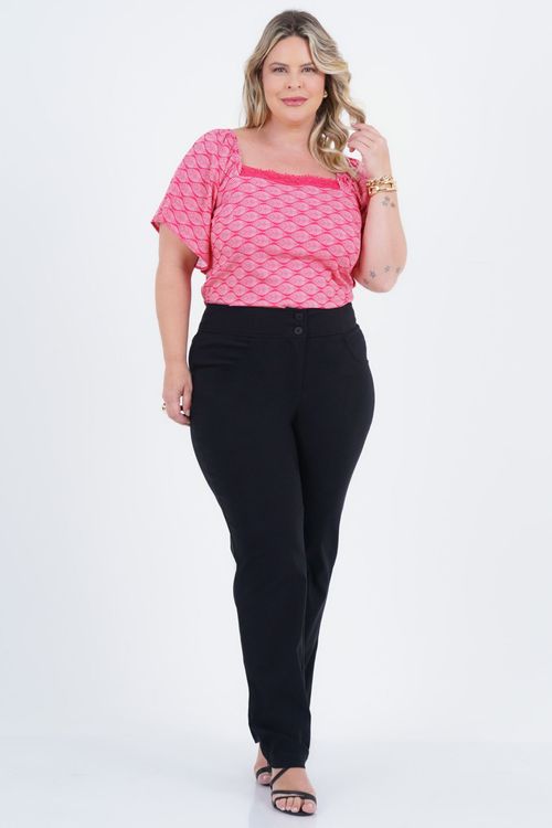 Blusa Plus Size Feminino Manga Curta Holiday