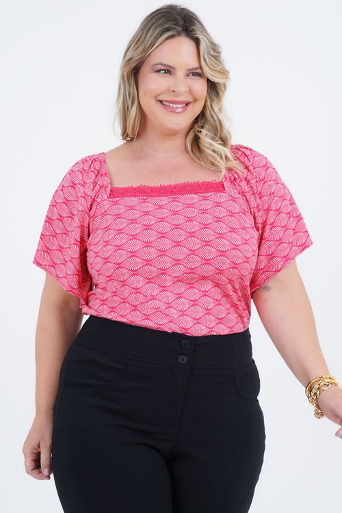 Blusa Plus Size Feminino Manga Curta Holiday