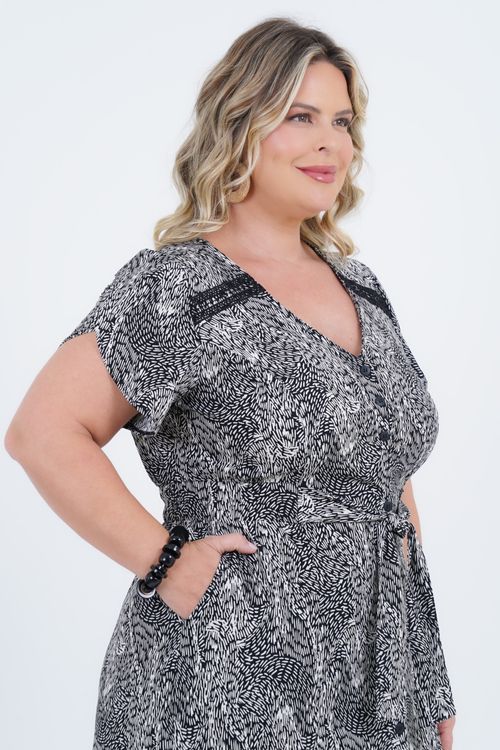 Vestido Plus Size Feminino Longo Riscado