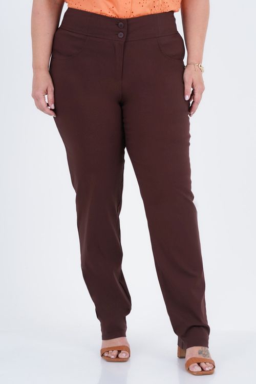 Calça Plus Size Feminino Reta Detalhe