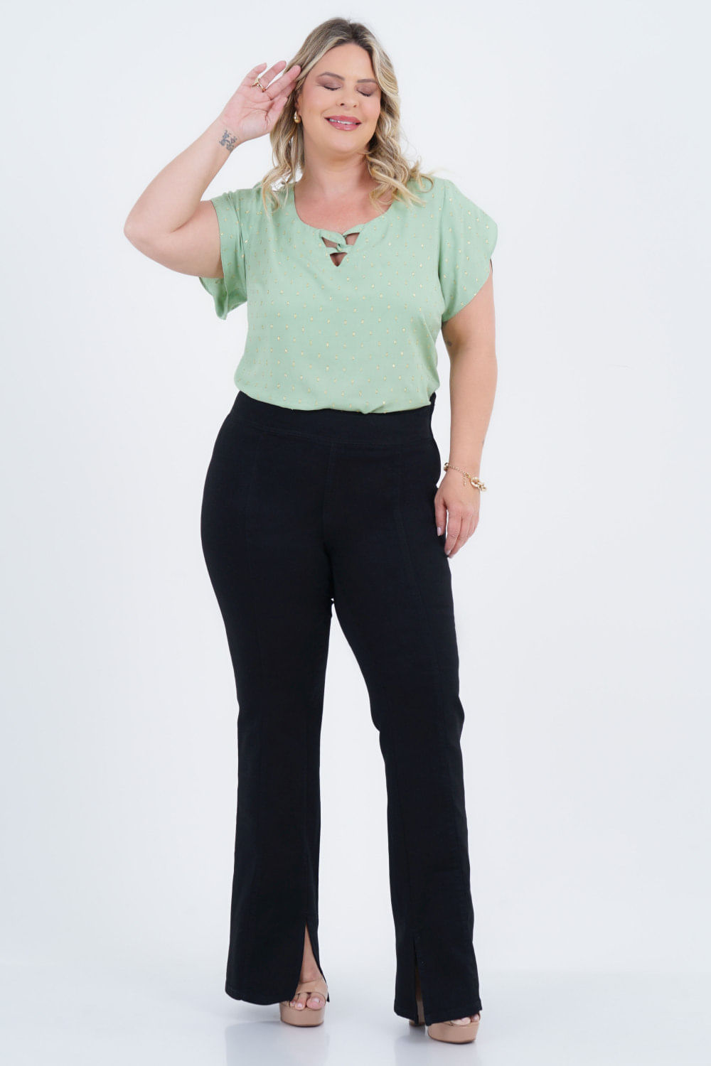 Calça Boot Cut Plus Size Blackout Etiópia