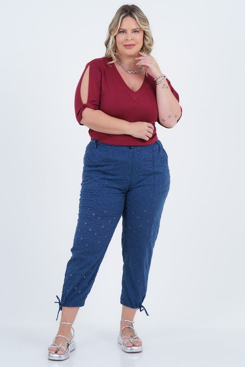 Blusa Plus Size Feminino Manga 3/4 Kerala