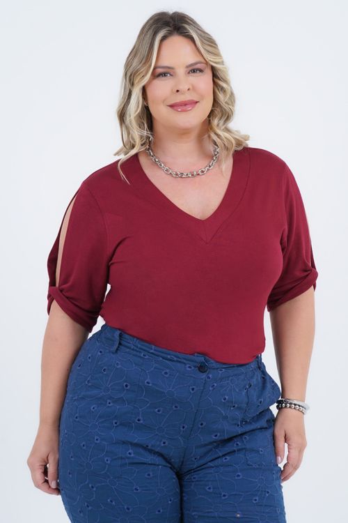 Blusa Plus Size Feminino Manga 3/4 Kerala