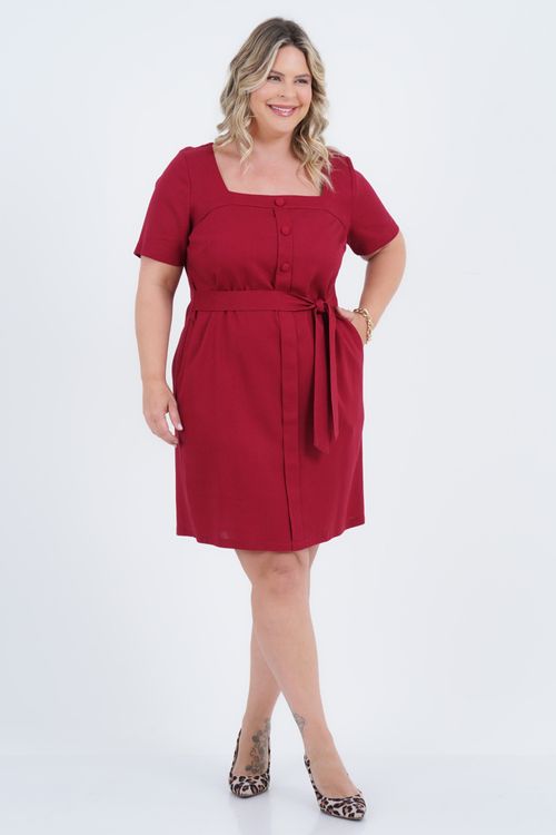 Vestido Plus Size Feminino Médio Linho Talento