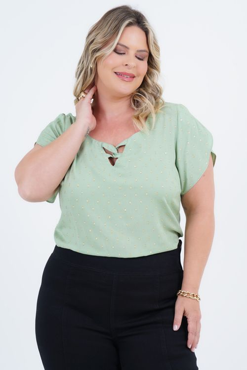Blusa Plus Size Feminino Manga Curta Fiesta