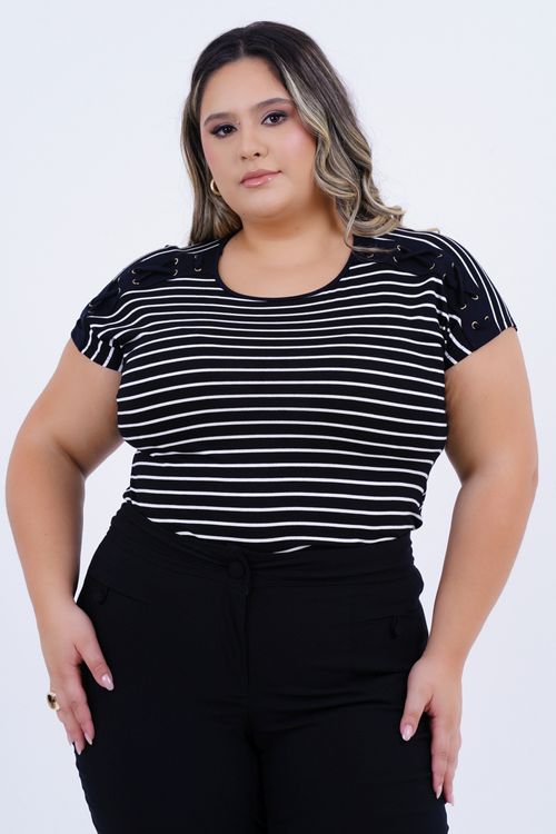 Blusa Plus Size Feminino Manga Curta Presley