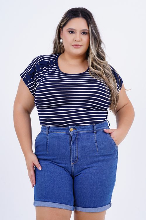 Blusa Plus Size Feminino Manga Curta Presley
