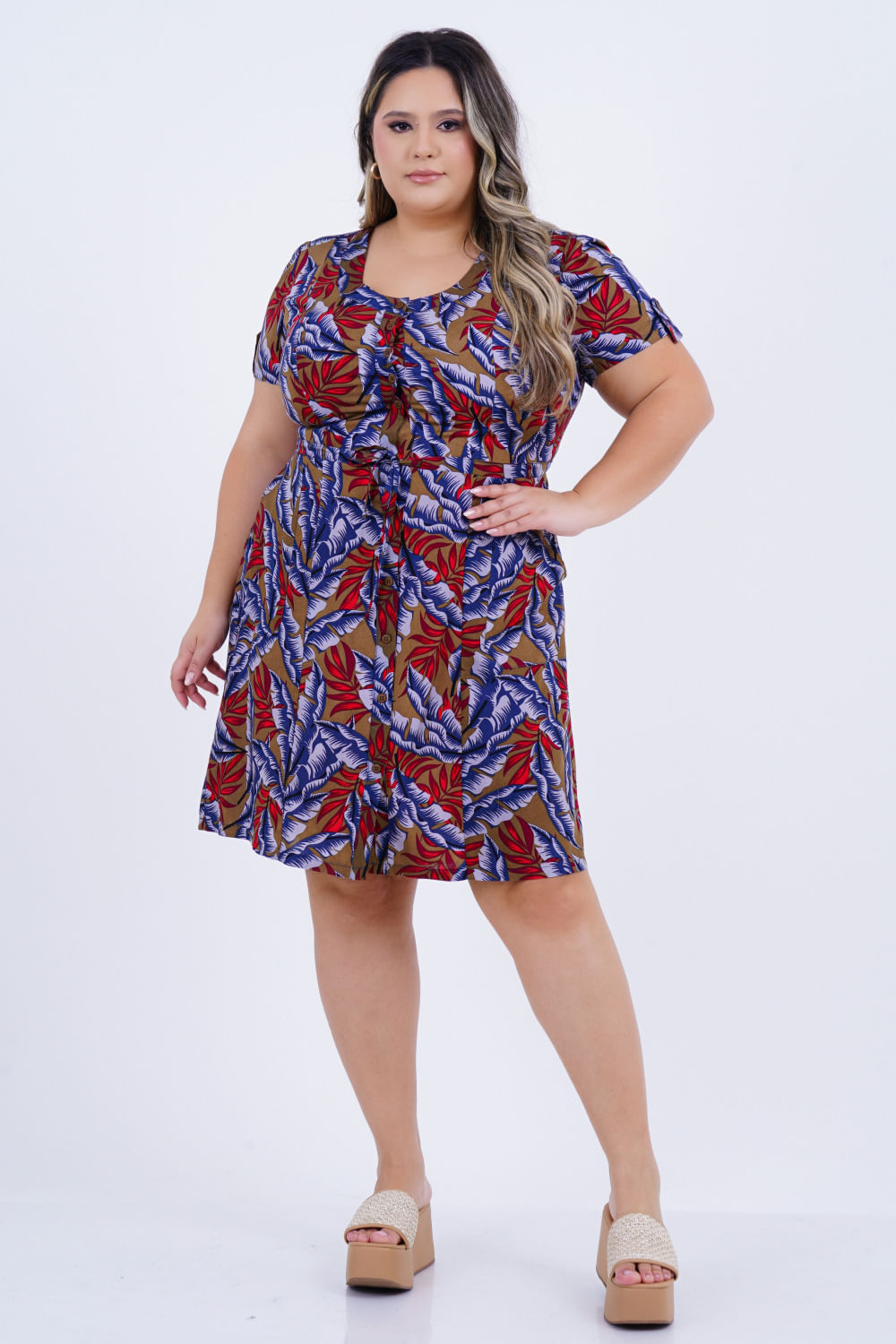 Vestido Plus Size Feminino Médio Funghi