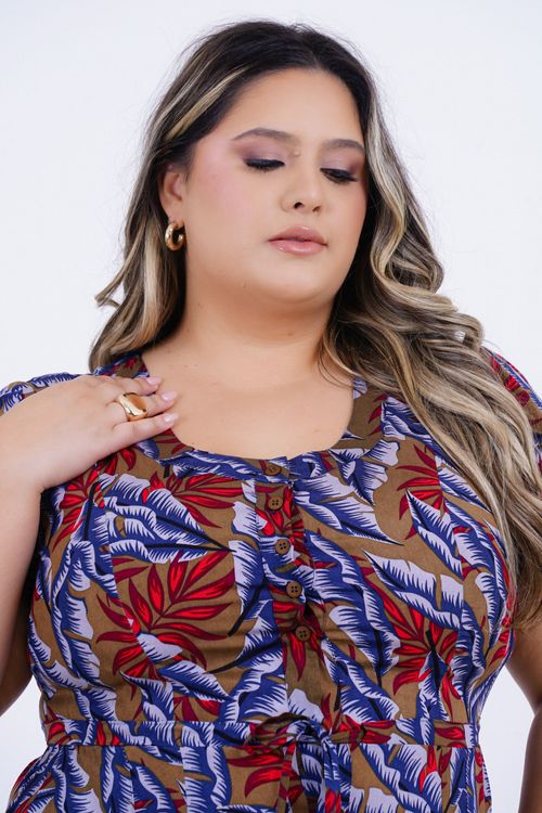 Vestido Plus Size Feminino Médio Funghi
